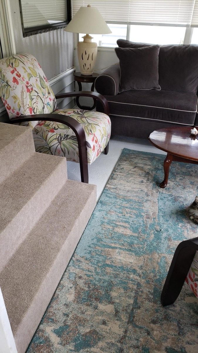 Cozy sitting area with tropical accent chairs